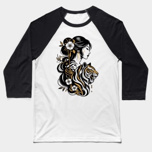 Chinese Tiger Woman Baseball T-Shirt